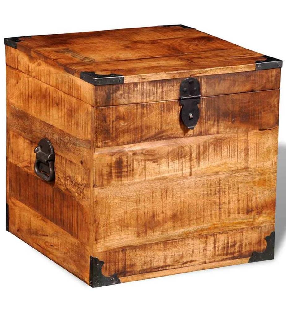 Truhe Würfelform Raues Mangoholz