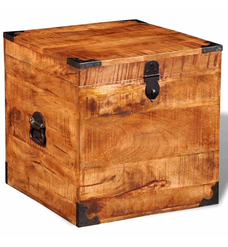 Truhe Würfelform Raues Mangoholz