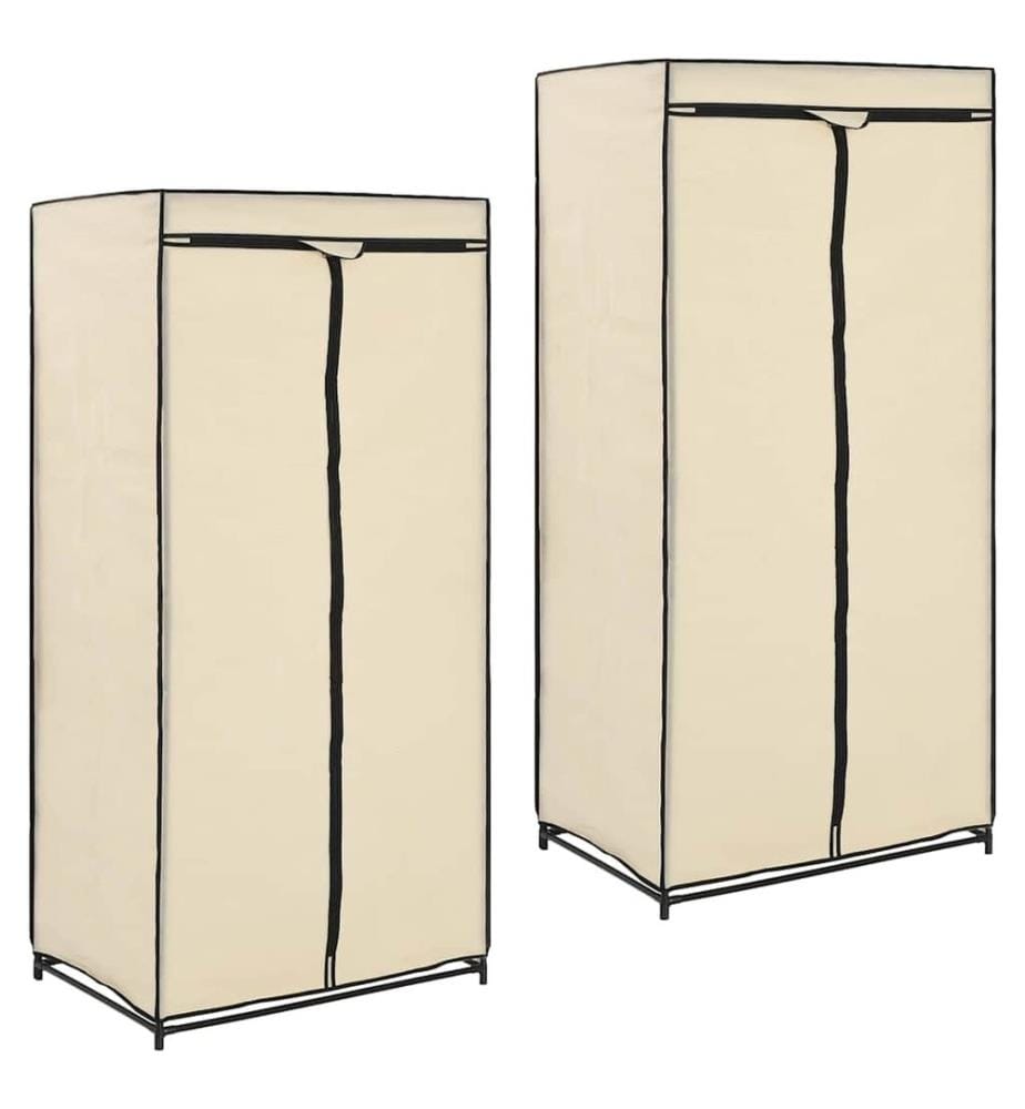 Kleiderschränke 2 Stk. Creme 75×50×160 cm