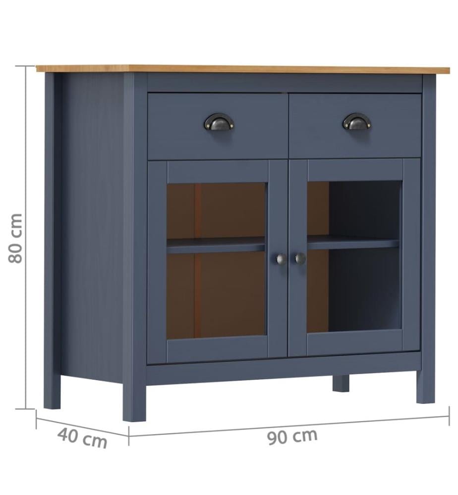 Buffet Hill Gris 90x40x80 cm Bois de pin solide