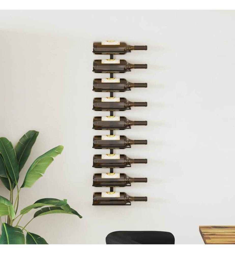 Wand-Weinregal für 9 Flaschen Schwarz Eisen