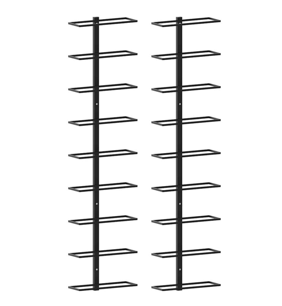 Wand-Weinregale für 18 Flaschen 2 Stk. Schwarz Eisen