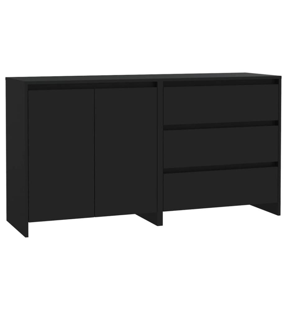 2-tlg. Sideboard Schwarz Holzwerkstoff