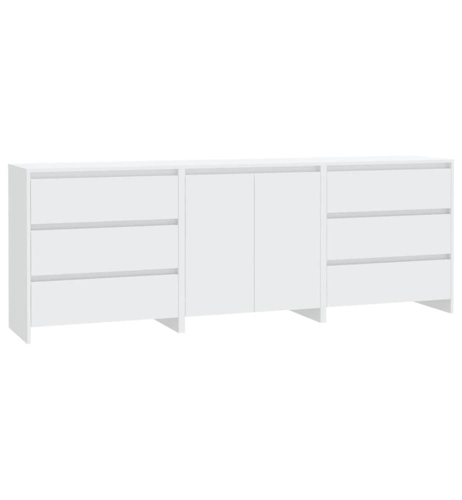 3-tlg. Sideboard Weiss Holzwerkstoff