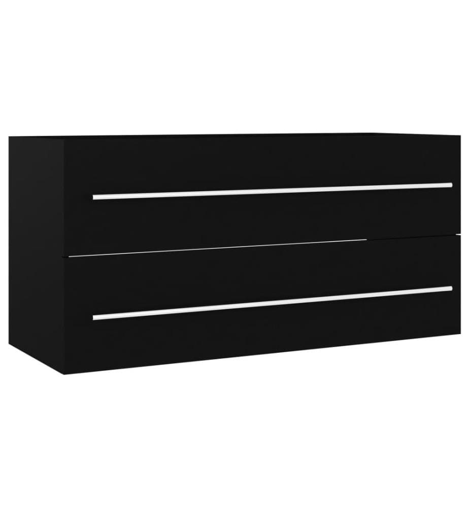 Armoire d'évier avec lavabo intégré Noir Aggloméré