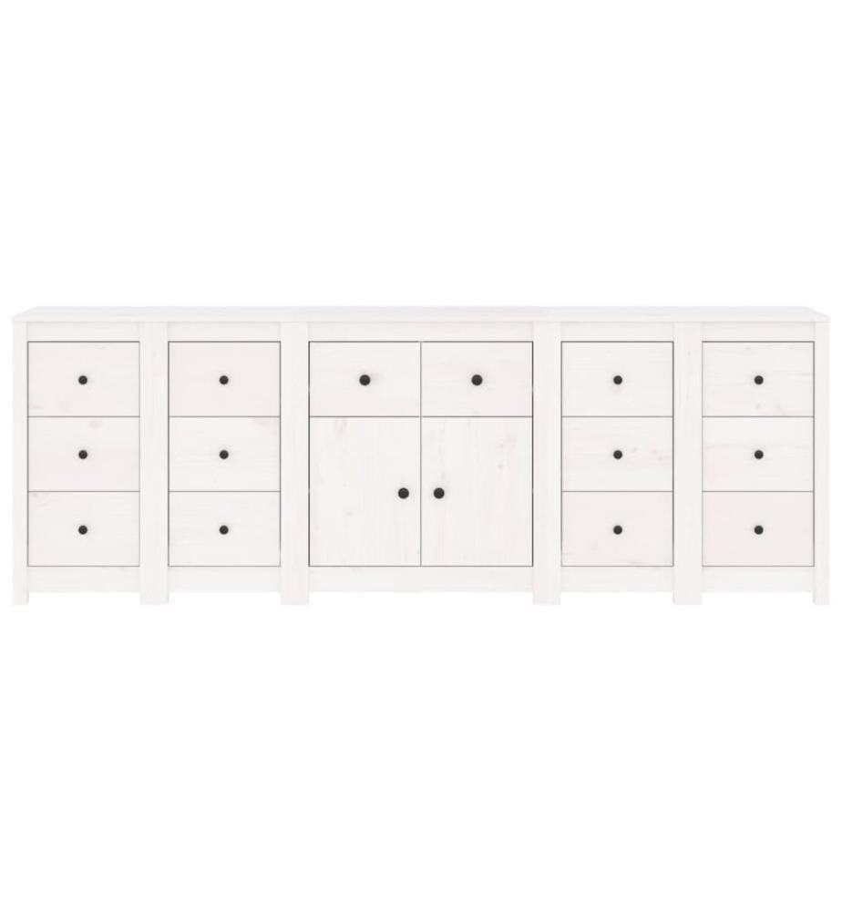 Sideboard Weiss 230x35x80 cm Massivholz Kiefer