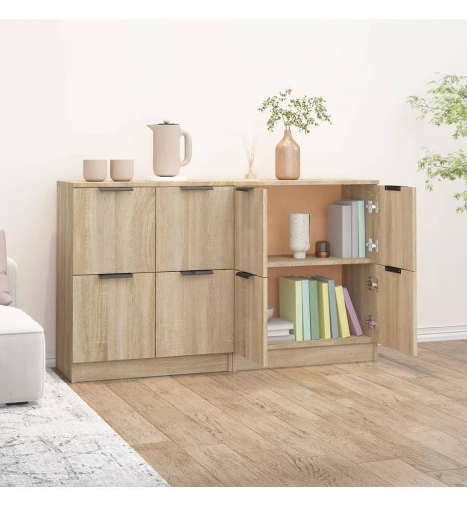 Sideboards 2 Stk. Sonoma-Eiche 60x30x70 cm Holzwerkstoff