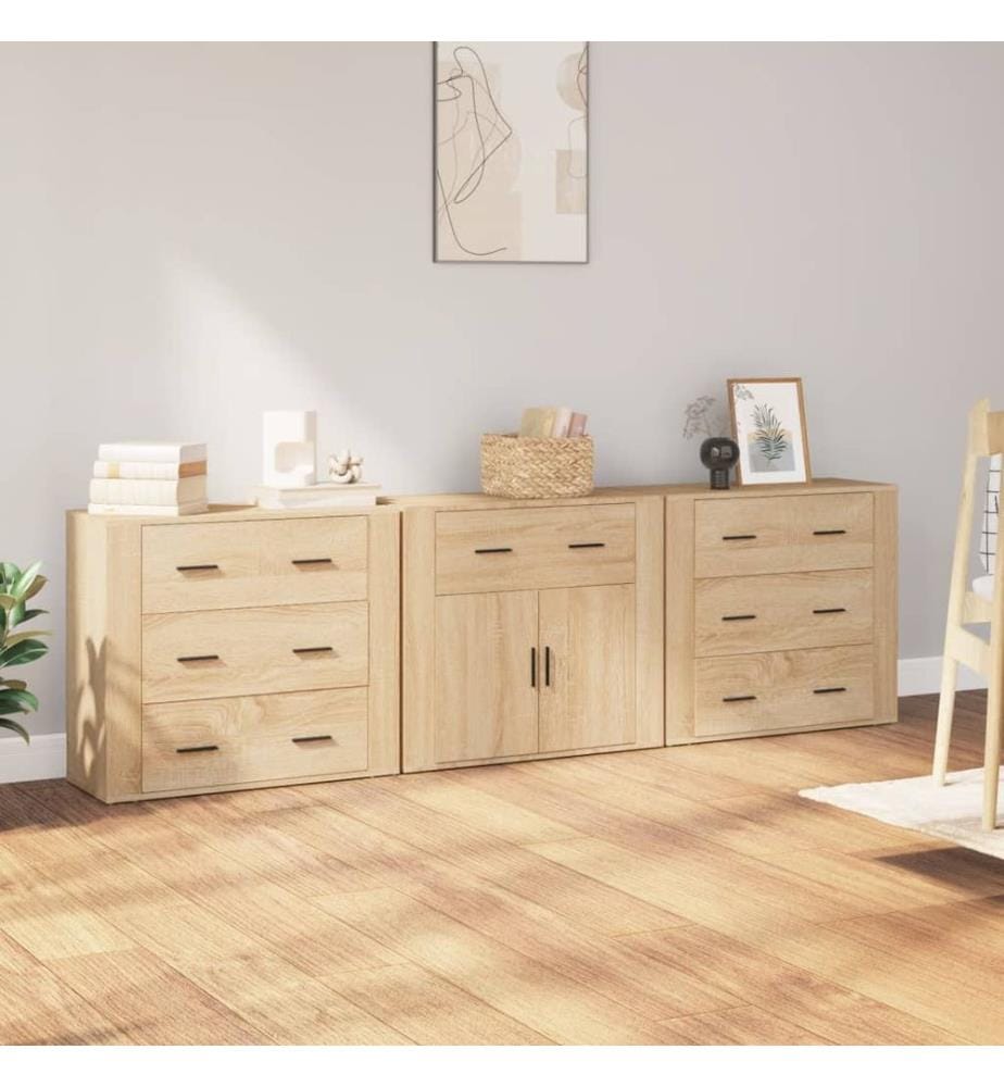 Sideboards 3 Stk. Sonoma-Eiche Holzwerkstoff