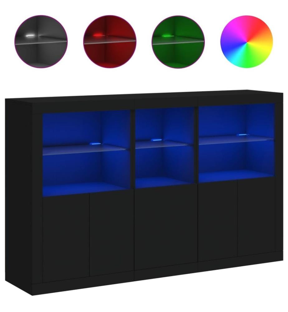 Sideboard mit LED-Leuchten Schwarz 162x37x100 cm