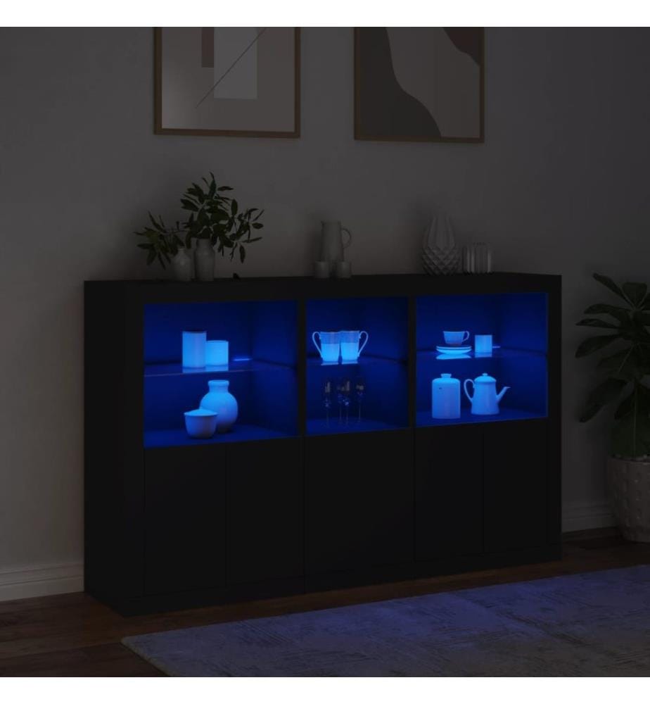 Sideboard mit LED-Leuchten Schwarz 162x37x100 cm