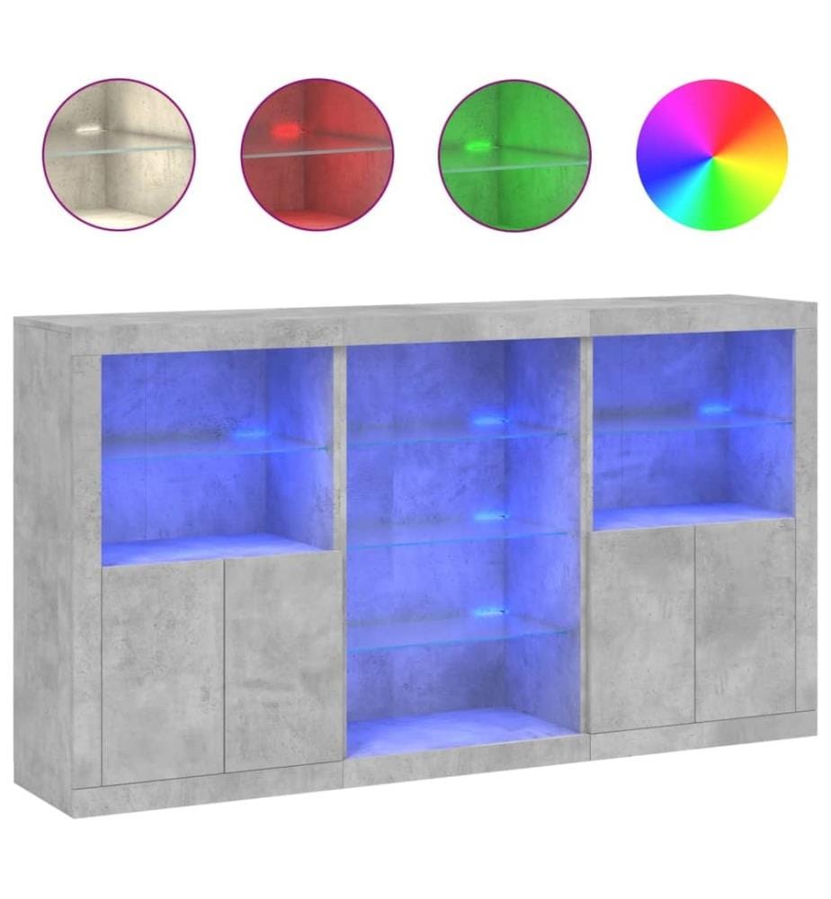 Sideboard mit LED-Leuchten Betongrau 181,5x37x100 cm