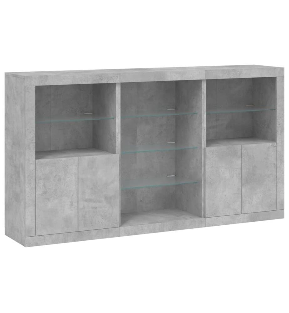 Sideboard mit LED-Leuchten Betongrau 181,5x37x100 cm