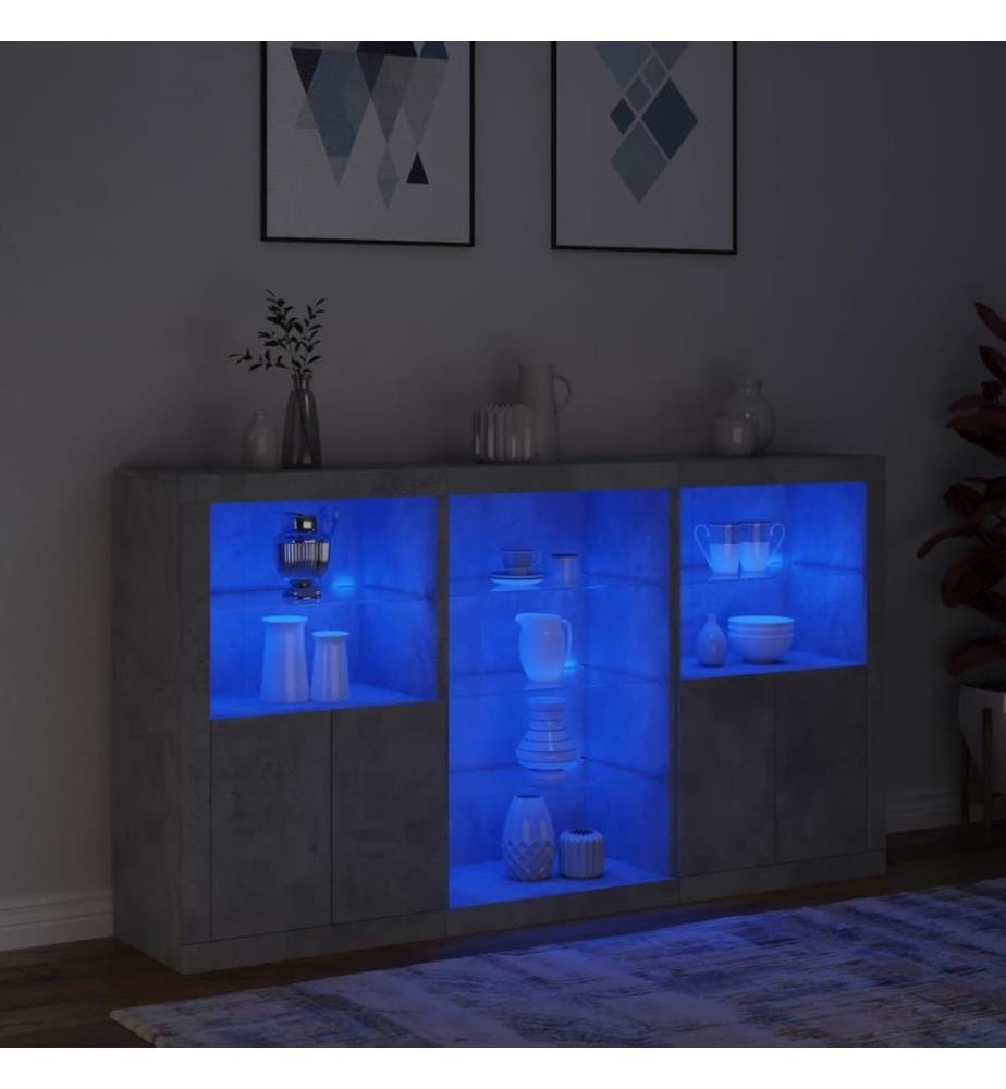 Sideboard mit LED-Leuchten Betongrau 181,5x37x100 cm