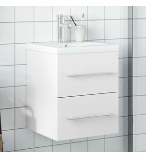 Waschbeckenunterschrank mit Einbaubecken Weiss