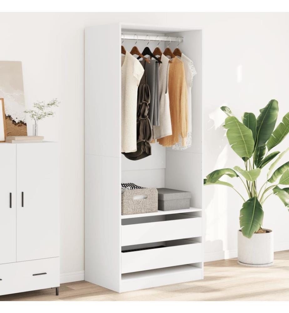 Garde-robe blanc 80x50x200 cm bois d'ingénierie