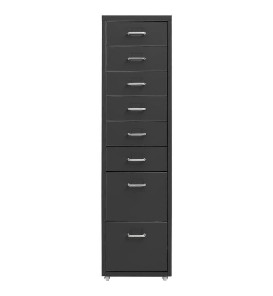 Aktenschrank mit Rollen Anthrazit 28x41x109 cm Metall