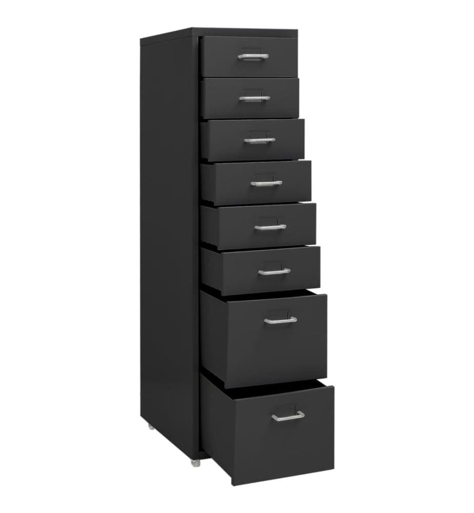 Aktenschrank mit Rollen Anthrazit 28x41x109 cm Metall