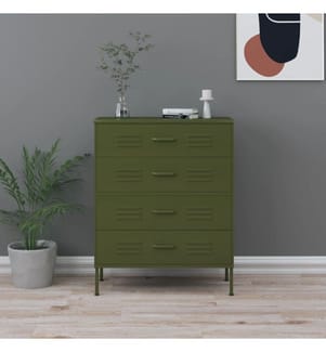Kommode Olivgrün 80x35x101,5 cm Stahl