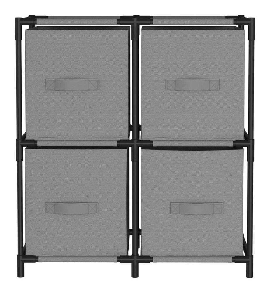Kommode mit 4 Körben aus Stoff Grau 63×30×71 cm Stahl