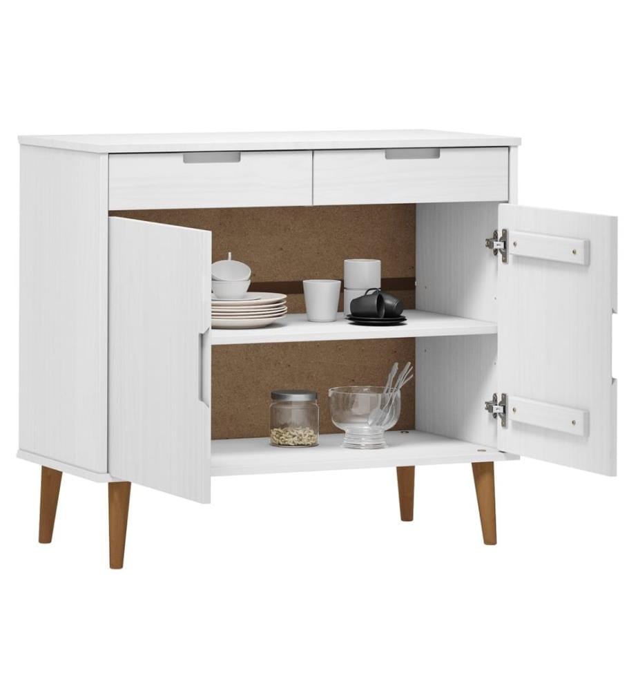 Sideboard MOLDE Weiss 90x40x80 cm Massivholz Kiefer