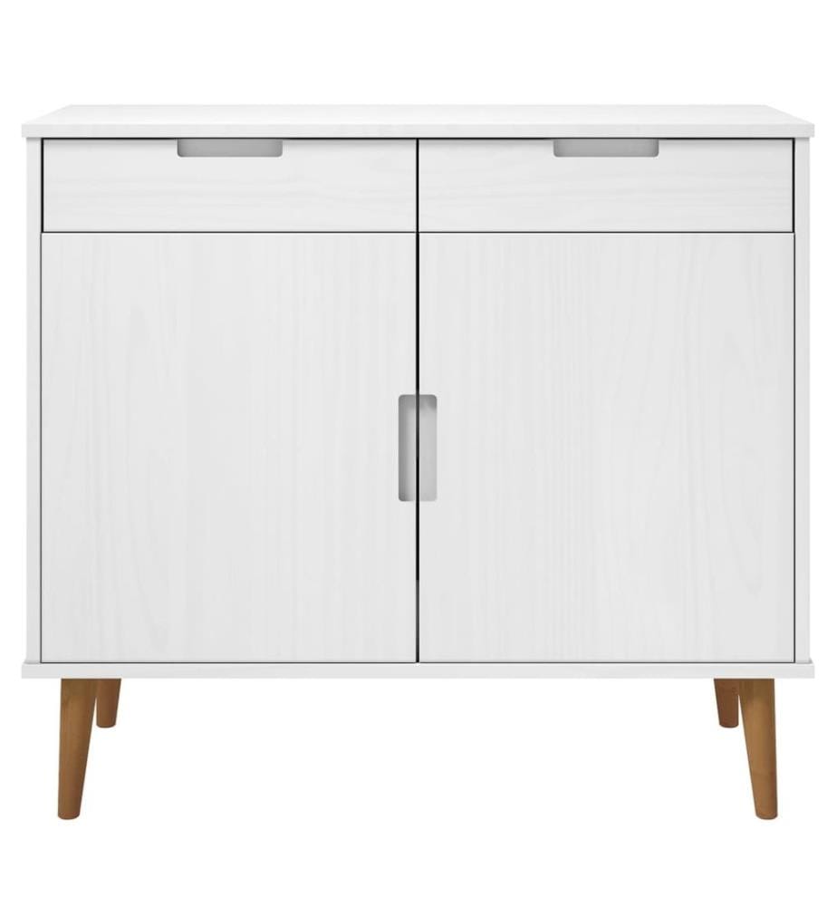 Sideboard MOLDE Weiss 90x40x80 cm Massivholz Kiefer