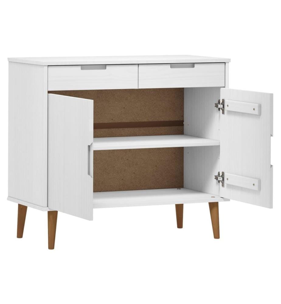 Sideboard MOLDE Weiss 90x40x80 cm Massivholz Kiefer