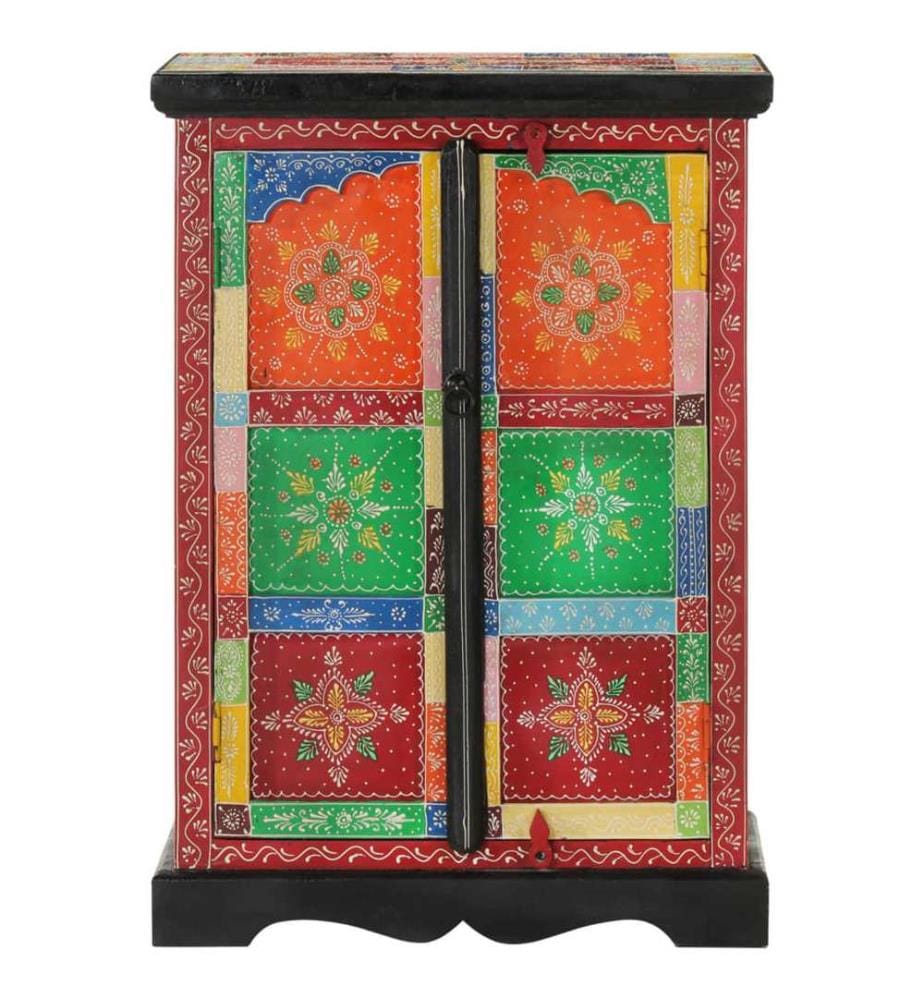 Sideboard Handbemalt mit Türen 53x30x75 cm Massivholz Mango