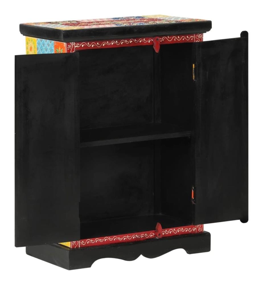 Sideboard Handbemalt mit Türen 53x30x75 cm Massivholz Mango
