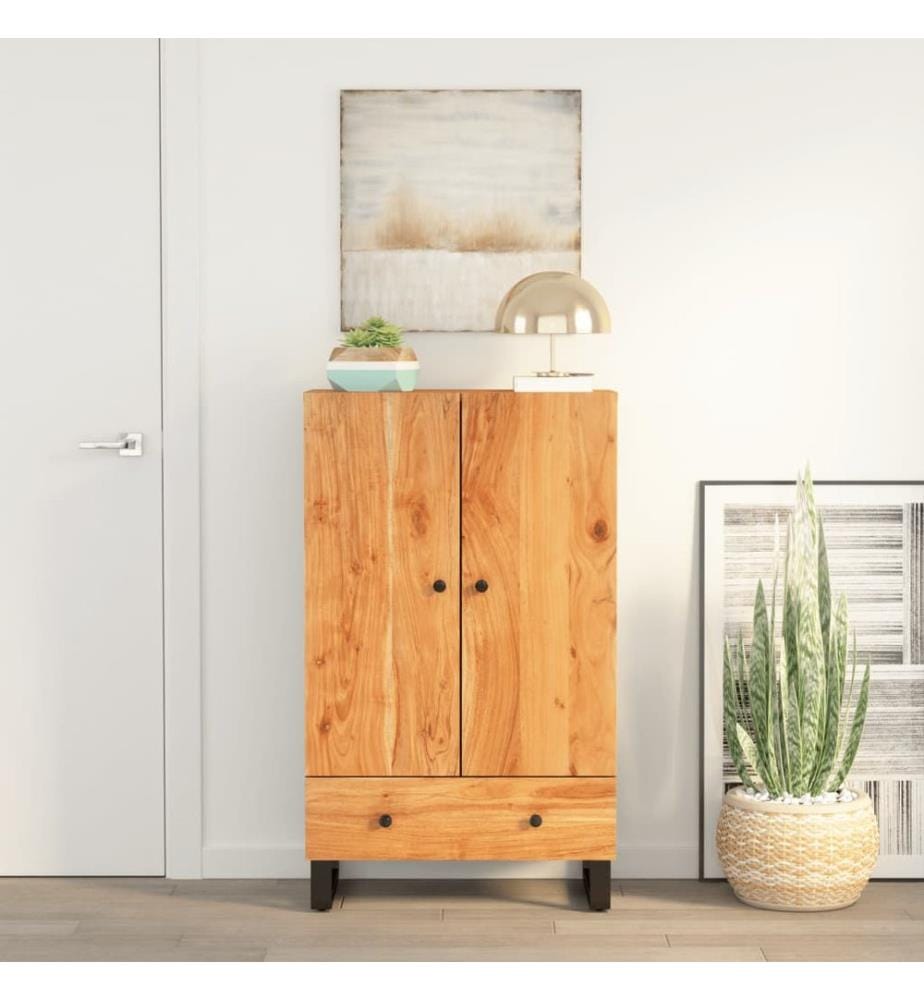 Highboard mit Schublade 60x33x100 cm Massivholz Akazie & Eisen