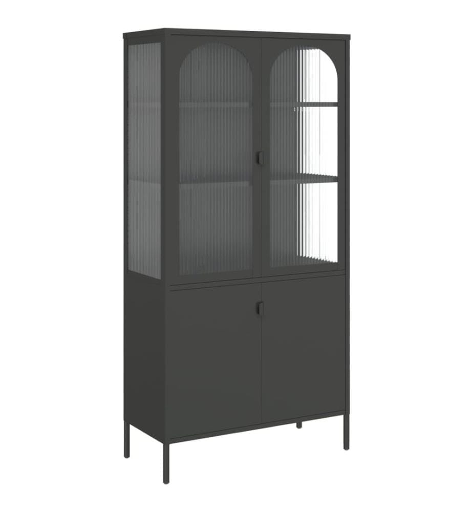 Highboard Schwarz 90x40x180 cm Glas und Stahl