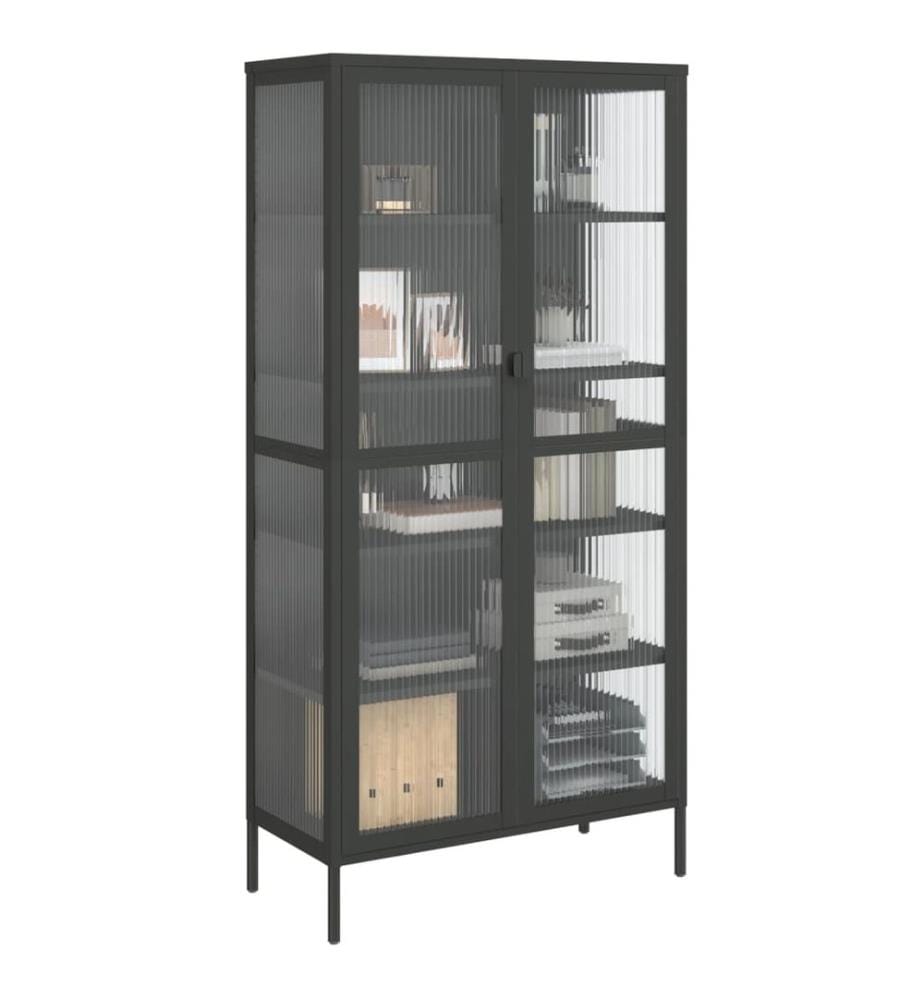 Highboard Schwarz 85x40x180 cm Glas und Stahl