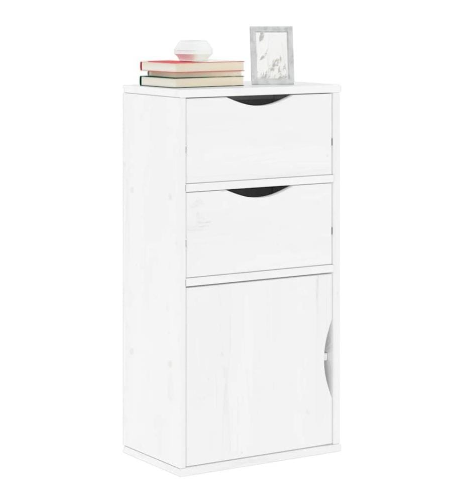 Beistellschrank mit Schubladen ODDA Weiss Massivholz Kiefer