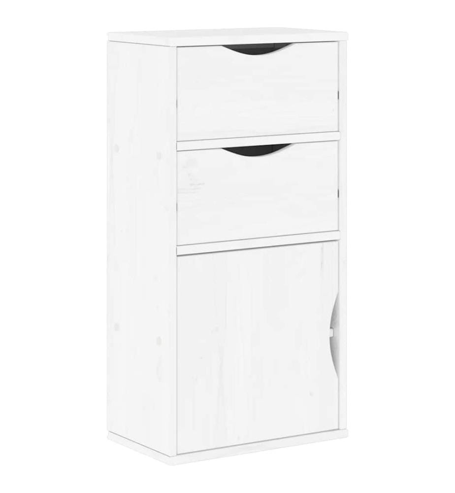 Beistellschrank mit Schubladen ODDA Weiss Massivholz Kiefer