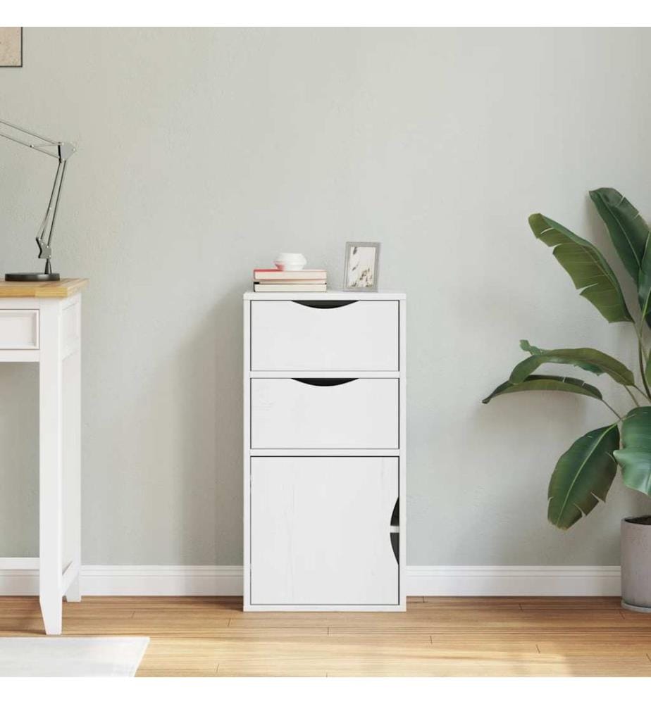 Beistellschrank mit Schubladen ODDA Weiss Massivholz Kiefer