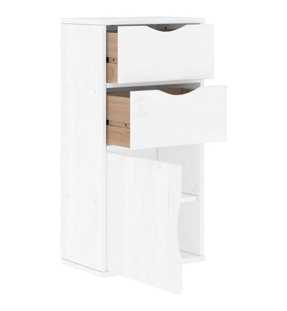 Beistellschrank mit Schubladen ODDA Weiss Massivholz Kiefer