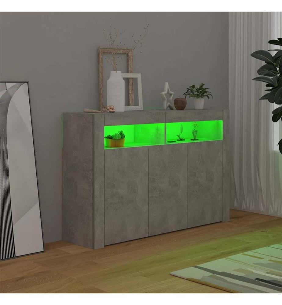 Sideboard mit LED-Leuchten Betongrau 115,5x30x75 cm