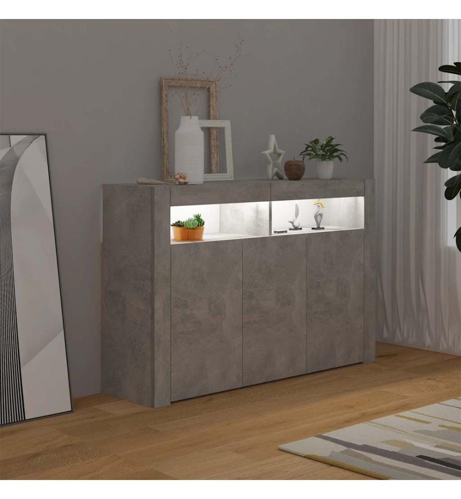 Sideboard mit LED-Leuchten Betongrau 115,5x30x75 cm