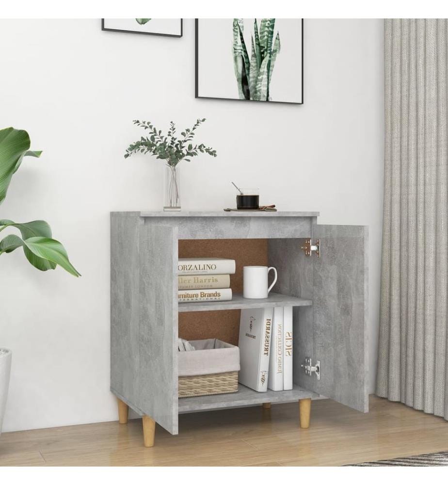 Sideboard mit Massivholz-Beinen Betongrau 60x35x70 cm