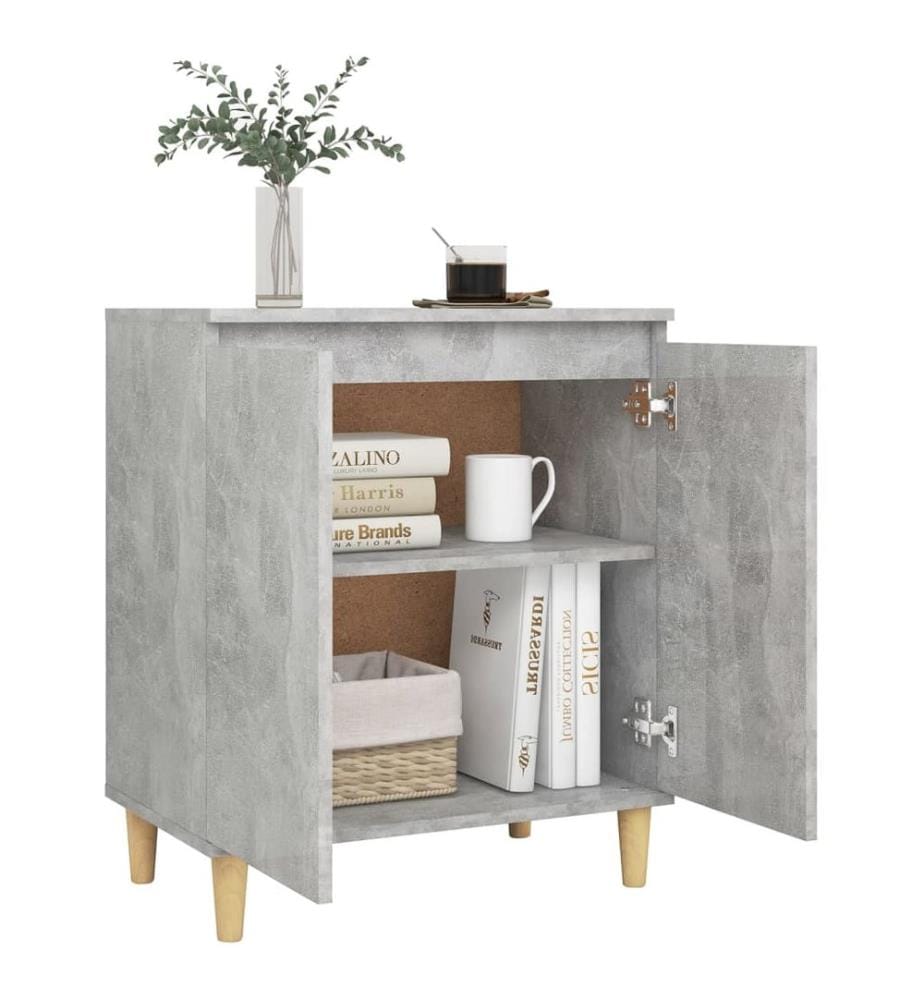 Sideboard mit Massivholz-Beinen Betongrau 60x35x70 cm