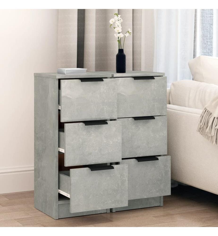 Sideboards 2 Stk. Betongrau 30x30x70 cm Holzwerkstoff