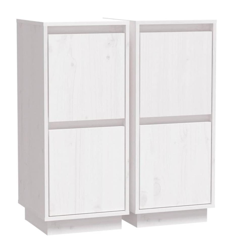 Sideboards 2 Stk. Weiss 31,5x34x75 cm Massivholz Kiefer