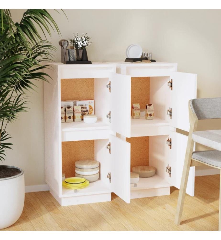 Sideboards 2 Stk. Weiss 31,5x34x75 cm Massivholz Kiefer