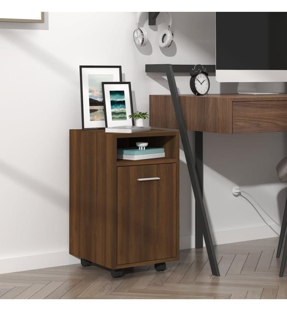 Beistellschrank mit Rollen Braun Eichen-Optik 33x38x60 cm