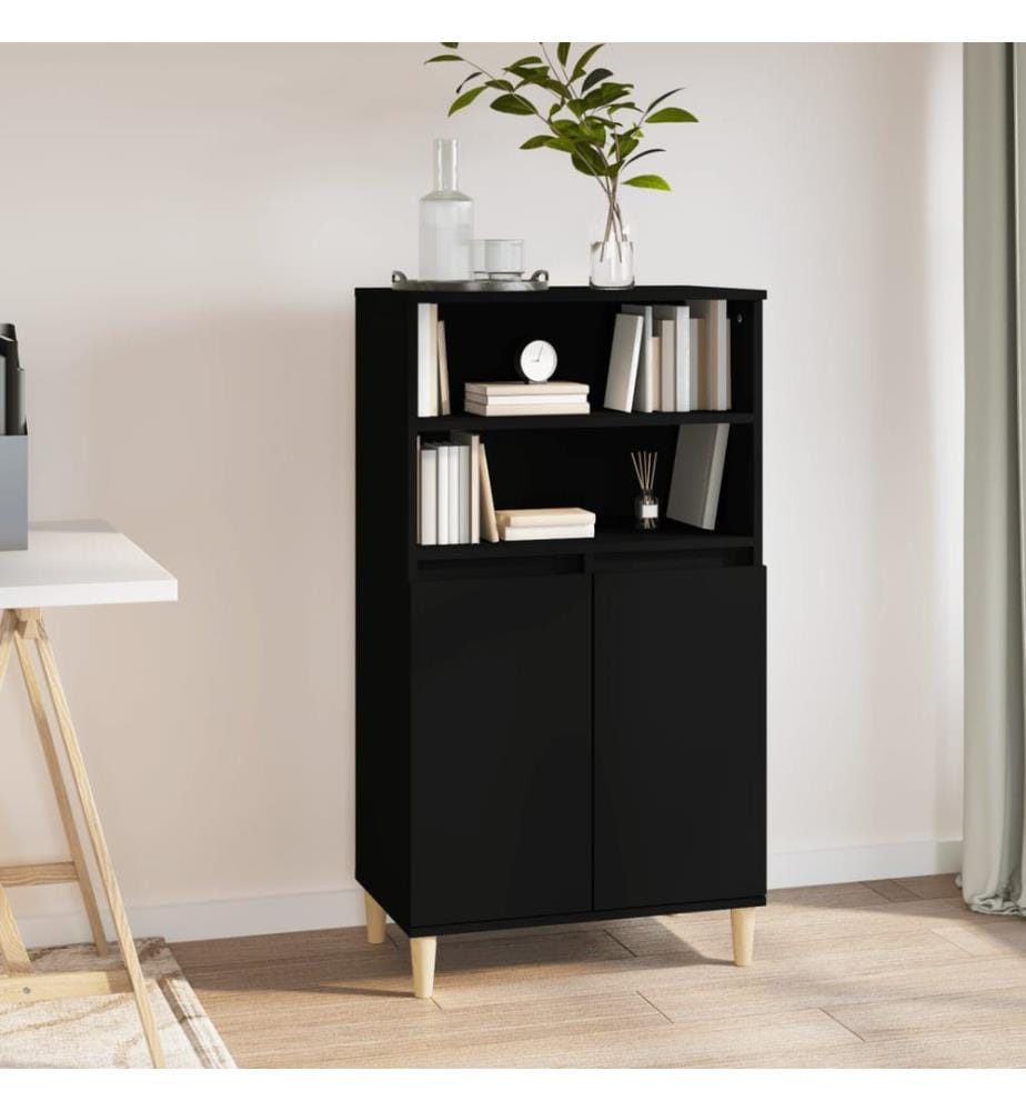 Highboard Schwarz 60x36x110 cm Holzwerkstoff