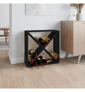 Weinregal Schwarz 62x25x62 cm Massivholz Kiefer