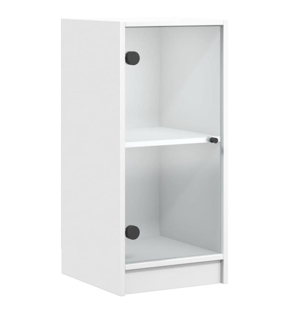 Beistellschrank mit Glastüren Weiss 35x37x75,5 cm