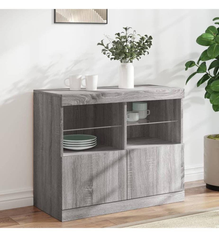 Sideboard mit LED-Leuchten Grau Sonoma 81x37x67 cm