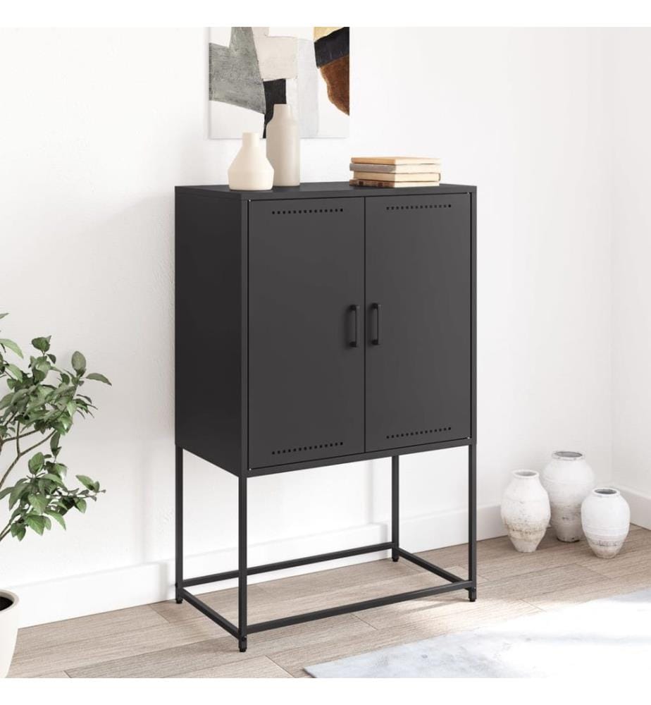 Highboard Schwarz 68,5x38,5x107 cm Stahl