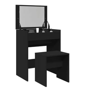 Coiffeuse et tabouret noir 60x40x113,5 cm