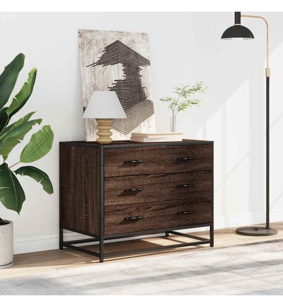 Commode chêne marron 70x41x56 cm bois d'ingénierie
